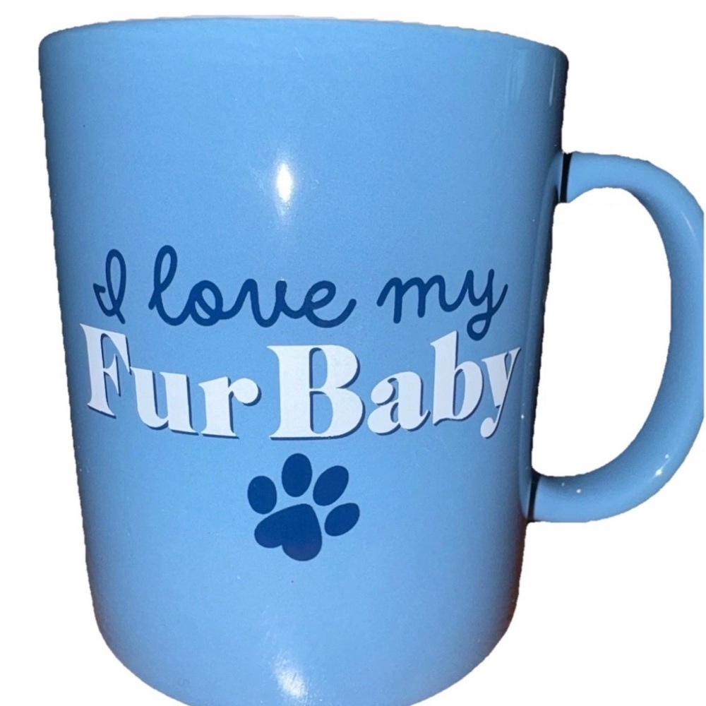 I Live My Fur Baby Blue Mug Tea Cup 12 Oz Great Mothers Day Gift NWT